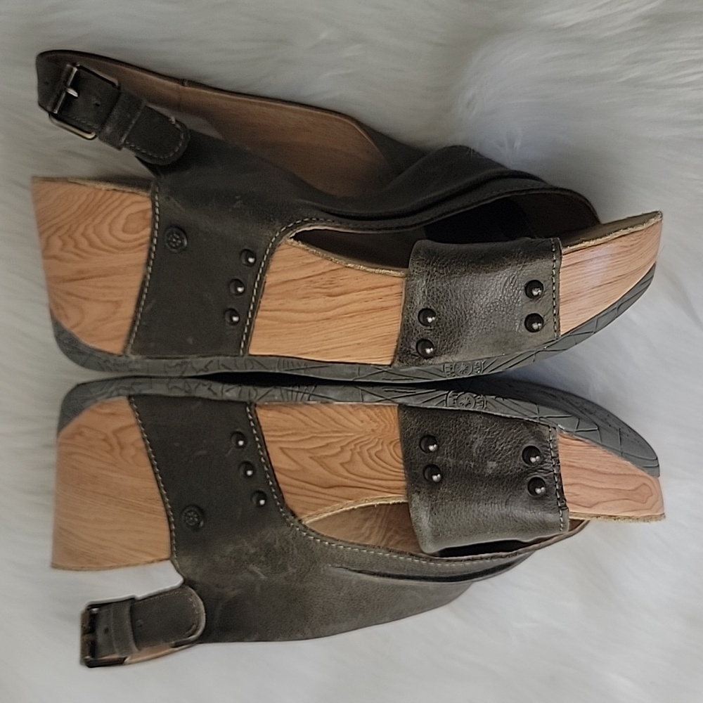 BUSSOLA Formentera Capretto‎ Ivy Leather Comfort Wedge Chucky Boho Sandals 38 - Picture 6 of 15